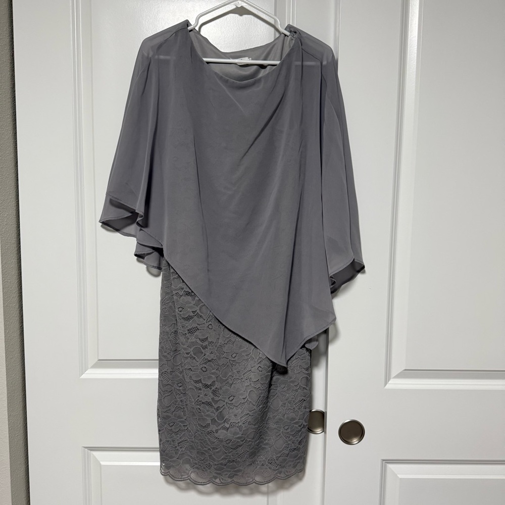 Evening Dress Gray Layered Flowy Womens Wedding